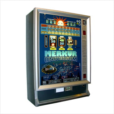 Das Bild zeigt einen klassicher Slot mit echten Walzen von Merkur.