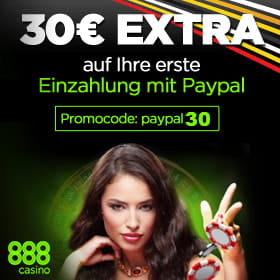 Zusätzlicher Bonus bei der Ersteinzahlung bei 888 mit PayPal