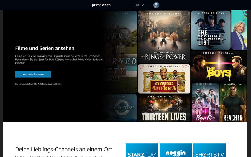 Übersicht über das Amazon Prime Streaming Angebot