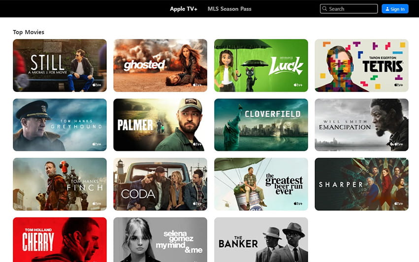 Das Filmangebot bei Apple TV+.