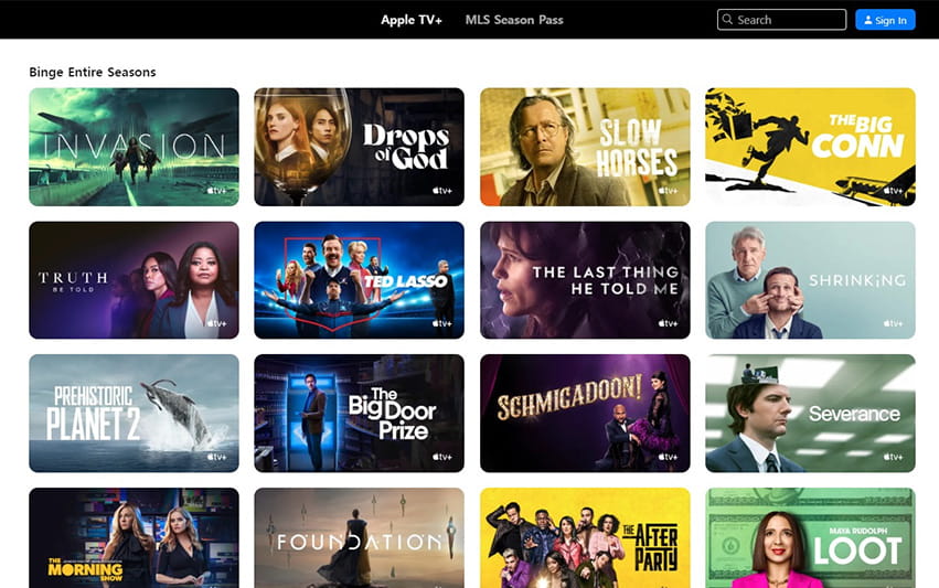Das Angebot an Serien bei Apple TV+. 