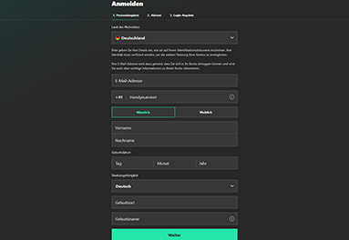 Die Registrierung bei bet365. 