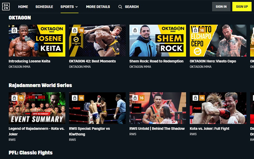 Das weitere Sport Angebot bei DAZN