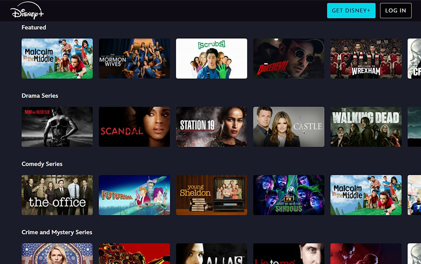 Das Angebot an Serien bei Disney+