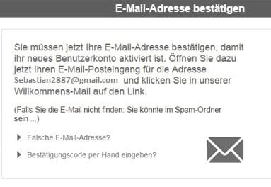 Allgemeine Bestätigung der Email-Adresse