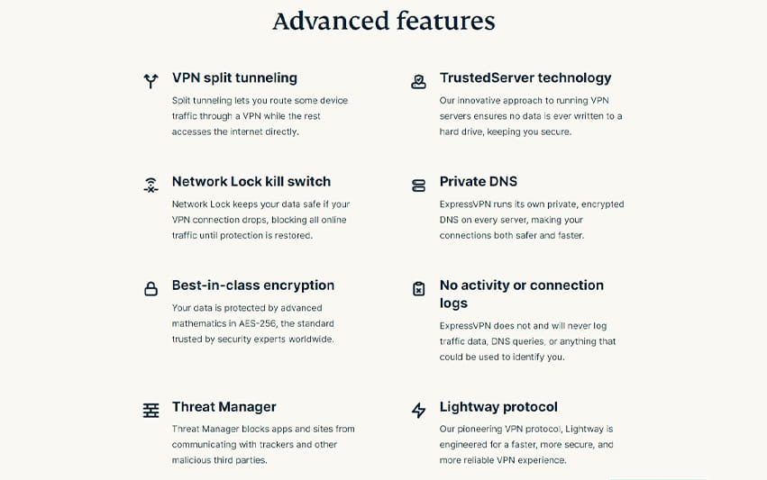Features von ExpressVPN, welche die Konkurrenz nicht hat.