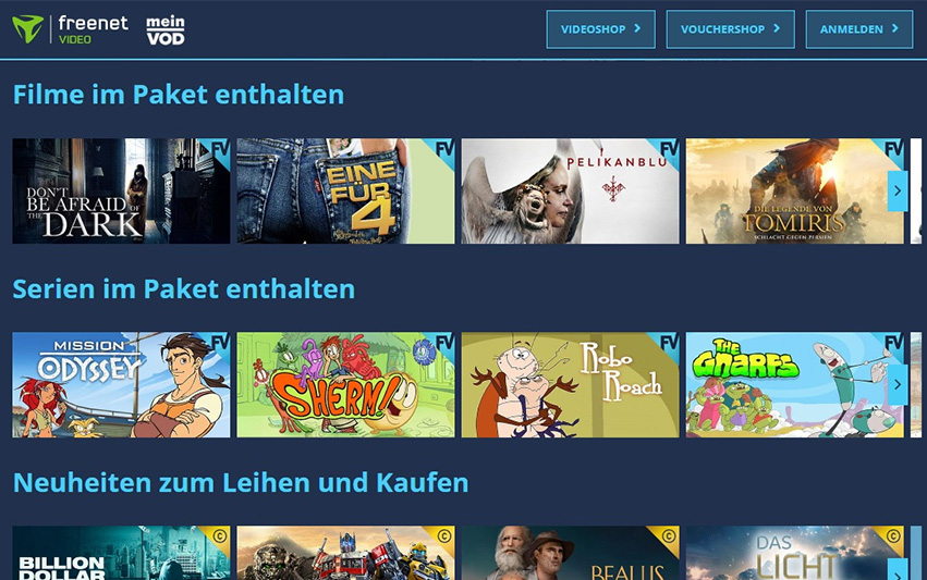 Übersicht über das freenet Video Streaming Angebot