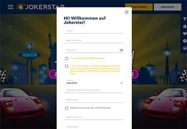 Schnelle Anmeldung bei Jokerstar