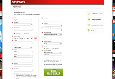 Anmeldung für das Ladbrokes Spielerkonto