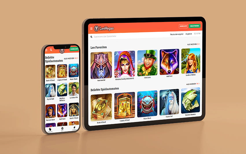 Screenshot der mobile Casinoseite des LeoVegas Casinos.