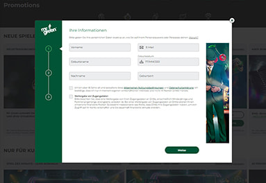 Registrierung bei Mr Green