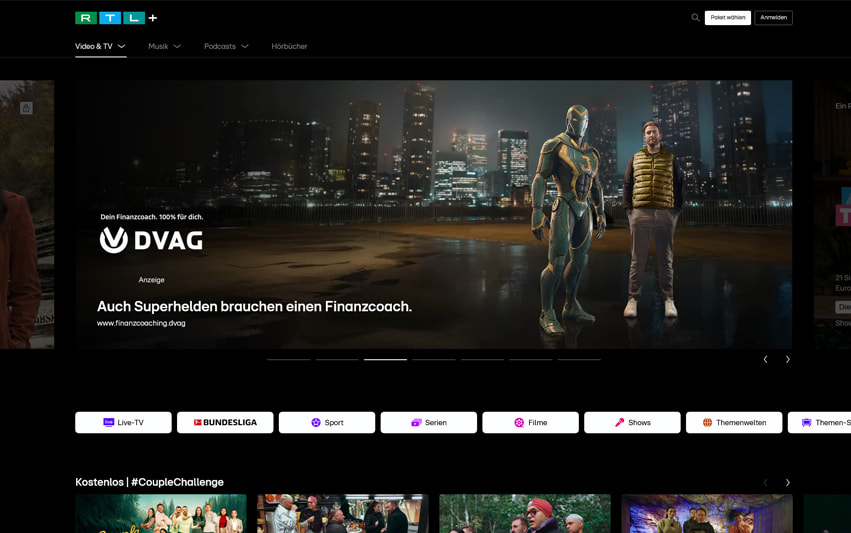 Übersicht über das RTL+ Streaming Angebot