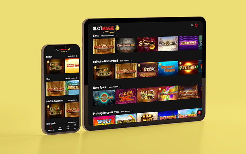 Screenshot der mobile Casinoseite des Slotmagie Casinos.