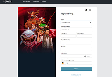 Registrierung bei Tipico 