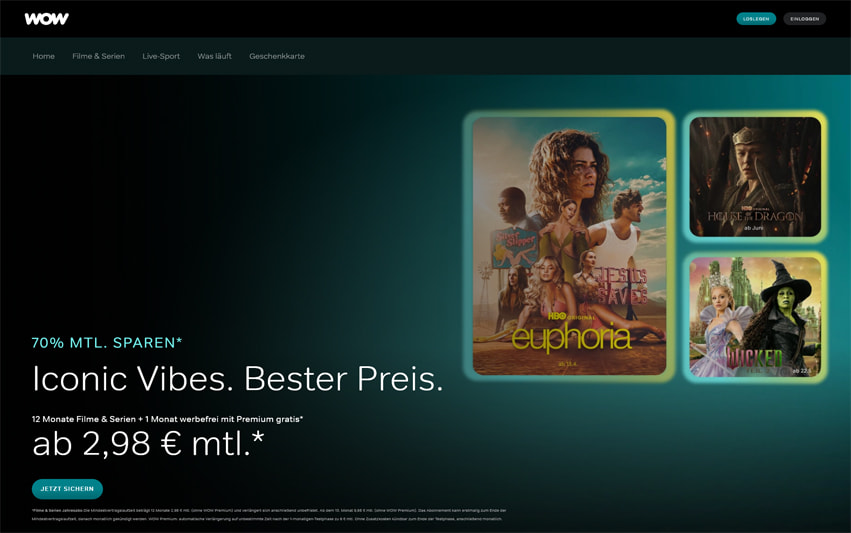 Übersicht über das WOW Streaming Angebot