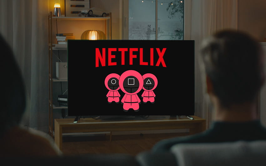 Die Serie Squid Game von Netflix ist auf dem TV zu sehen